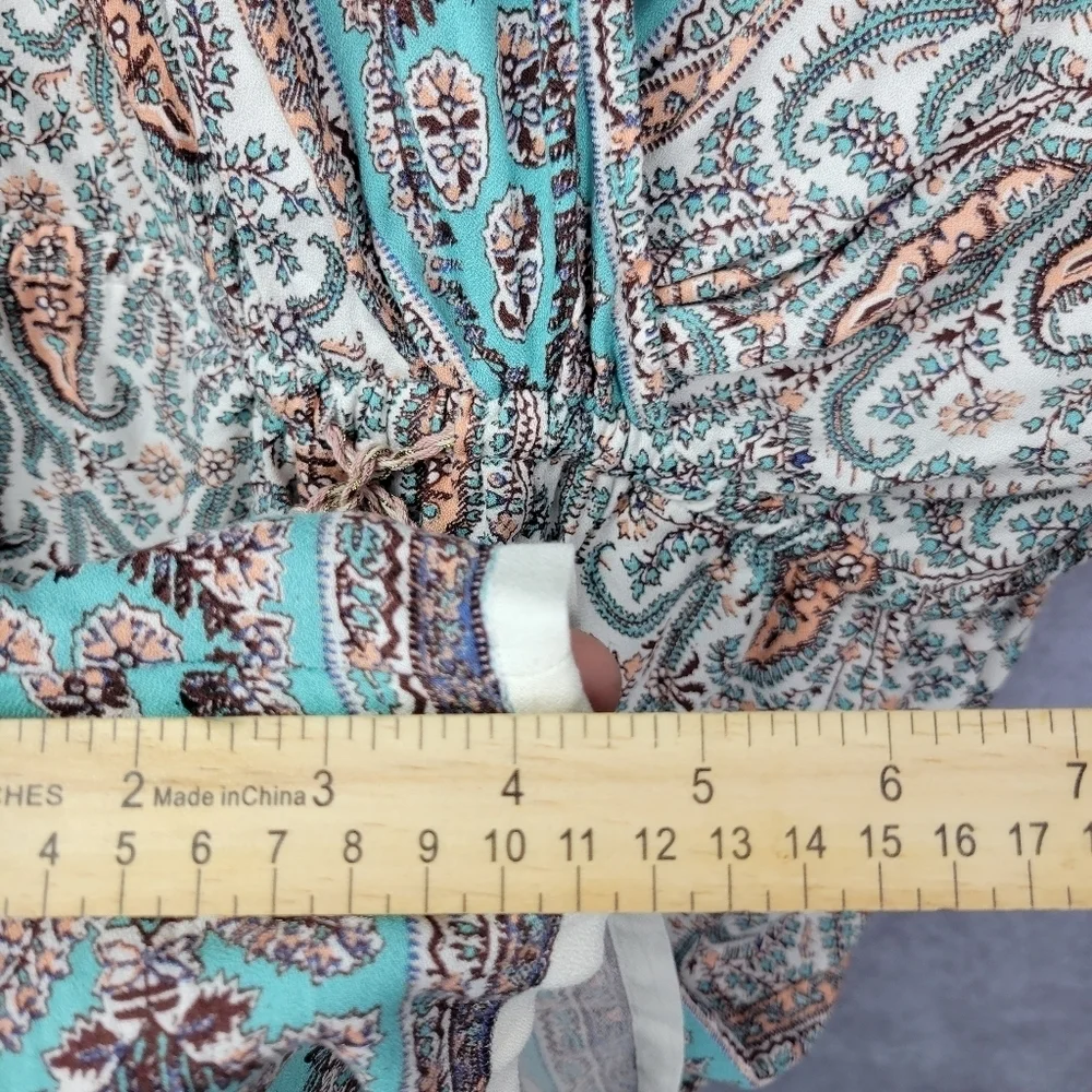 Chelsea & Violet Paisley bohemian surplice romper with‎ elastic waist Womens L